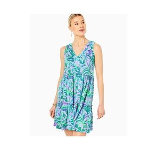EUC Lilly Pulitzer M Lorina Dress ‘Purple Iris on the Chase’